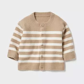 Полосатый кардиган из мягкой пряжи UNIQLO, бежевый