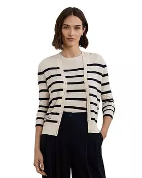Полосатый кардиган из смеси хлопка, стандартный и миниатюрный Ralph Lauren, белый