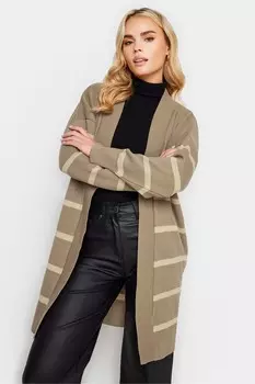 Полосатый кардиган миди Pixiegirl Petite, бежевый