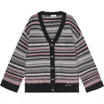 Полосатый кардиган на пуговицах GANNI, Phantom Black