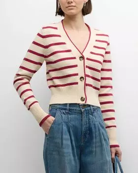 Полосатый кардиган Noorie Veronica Beard, цвет Ecruwildberry