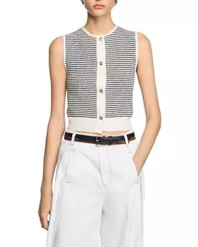 Полосатый кардиган Sandro, черный