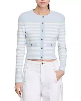 Полосатый кардиган Sandro, синий