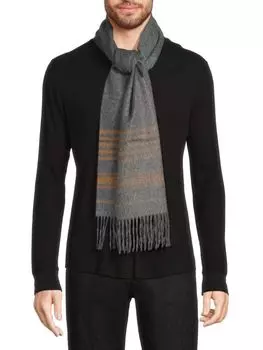 Полосатый кашемировый шарф с бахромой Saks Fifth Avenue, цвет Camel