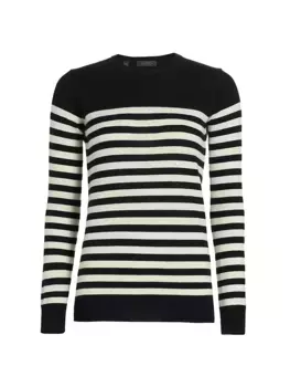 Полосатый кашемировый свитер Saks Fifth Avenue, белый