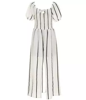 Полосатый комбинезон с разрезом спереди и объемными рукавами для больших девочек 7–16 лет Poppies and Roses, слоновая кость