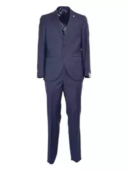 Полосатый костюм из шерсти LUIGI BIANCHI MANTOVA, синий