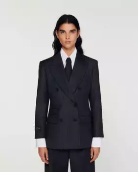 Полосатый костюм женский пиджак Sandro, серый