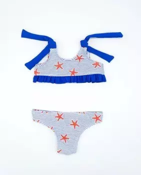 Полосатый купальник для девочки с морской звездой Fina Ejerique, синий