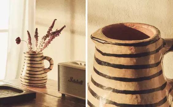 Полосатый кувшин Zara Home, черный/экру