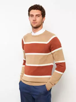 Полосатый мужской свитер с круглым вырезом и длинными рукавами LCWAIKIKI Classic