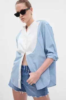 Полосатый органический хлопок оверсайз Gap, синий