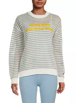 Полосатый открытый вязаный свитер Spiritual Gangster, цвет Stripe Blue