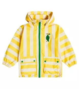 Полосатый плащ с вышивкой Mini Rodini, желтый