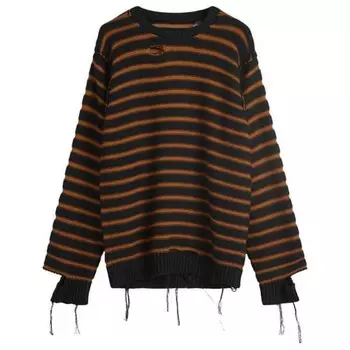 Полосатый потертый вязаный джемпер Mm6 Maison Margiela, черный