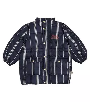 Полосатый пуховик Mini Rodini, синий