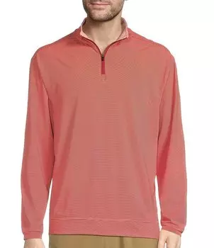 Полосатый пуловер с длинными рукавами и молнией в четверть от Roundtree & Yorke, оранжевый