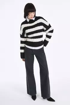 Полосатый пуловер с заниженными рукавами Colin'S, черный