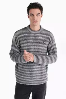 Полосатый пуловер с заниженными рукавами Colin'S, серый