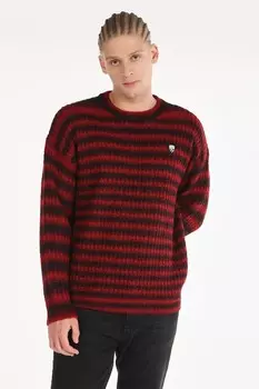 Полосатый пуловер с заниженными рукавами Colin'S, бургундия