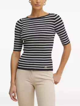 Полосатый ребристый топ LUISA SPAGNOLI, черный