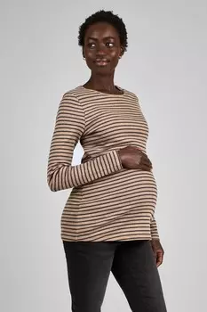 Полосатый ребристый трикотажный топ для беременных и кормящих мам Jojo Maman Bb, черный
