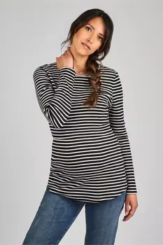 Полосатый ребристый трикотажный топ для беременных и кормящих мам Jojo Maman Bb, черный