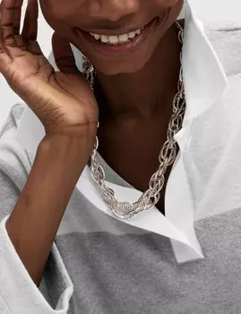 Полосатый регбийный топ из хлопковой смеси Marks & Spencer, серый