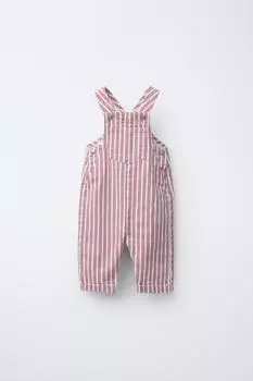 Полосатый саржевый комбинезон ZARA, розовый