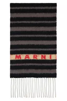 Полосатый шарф из альпаки Marni, черный