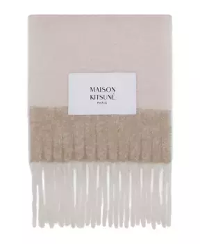 Полосатый шарф из альпаки с бахромой Maison Kitsun, розовый