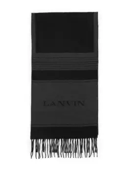 Полосатый шарф с бахромой Lanvin, черный