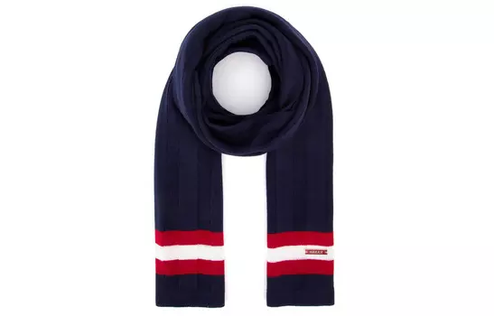 Полосатый шарф с логотипом BALLY, темно-синий