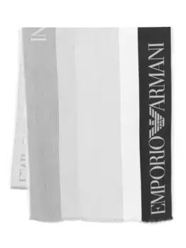 Полосатый шарф с логотипом EMPORIO ARMANI, черный