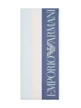 Полосатый шарф с логотипом EMPORIO ARMANI, синий