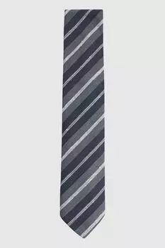 Полосатый шелковый фактурный галстук Reiss, синий