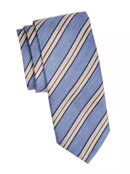 Полосатый шелковый галстук Canali, синий