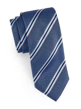 Полосатый шелковый галстук Canali, синий