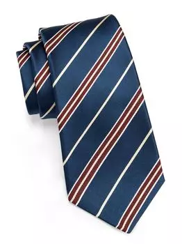 Полосатый шелковый галстук Kiton, синий