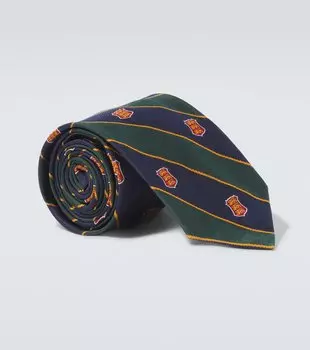 Полосатый шелковый галстук Polo Ralph Lauren, Green/Navy