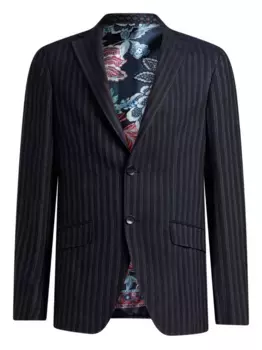 Полосатый шерстяной костюм ETRO, черный