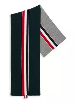 Полосатый шерстяной шарф Thom Browne, серый