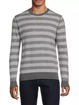 Полосатый шерстяной свитер Vince, серый
