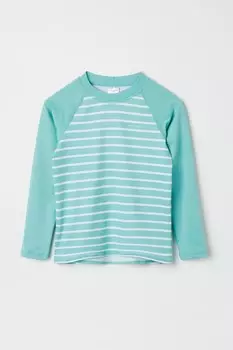 Полосатый солнцезащитный жилет от сыпи от ультрафиолета Polarn O Pyret, зеленый