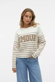 Полосатый свитер «Ария» Vero Moda, белый