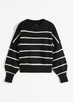 Полосатый свитер Bodyflirt, черный