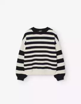 Полосатый свитер для девочки с объемными рукавами Losan, черный