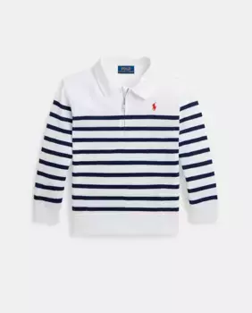 Полосатый свитер для мальчика с воротником-поло Polo Ralph Lauren, белый