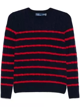Полосатый свитер фактурной вязки Polo Ralph Lauren, синий