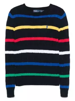 Полосатый свитер фактурной вязки POLO RALPH LAUREN, синий